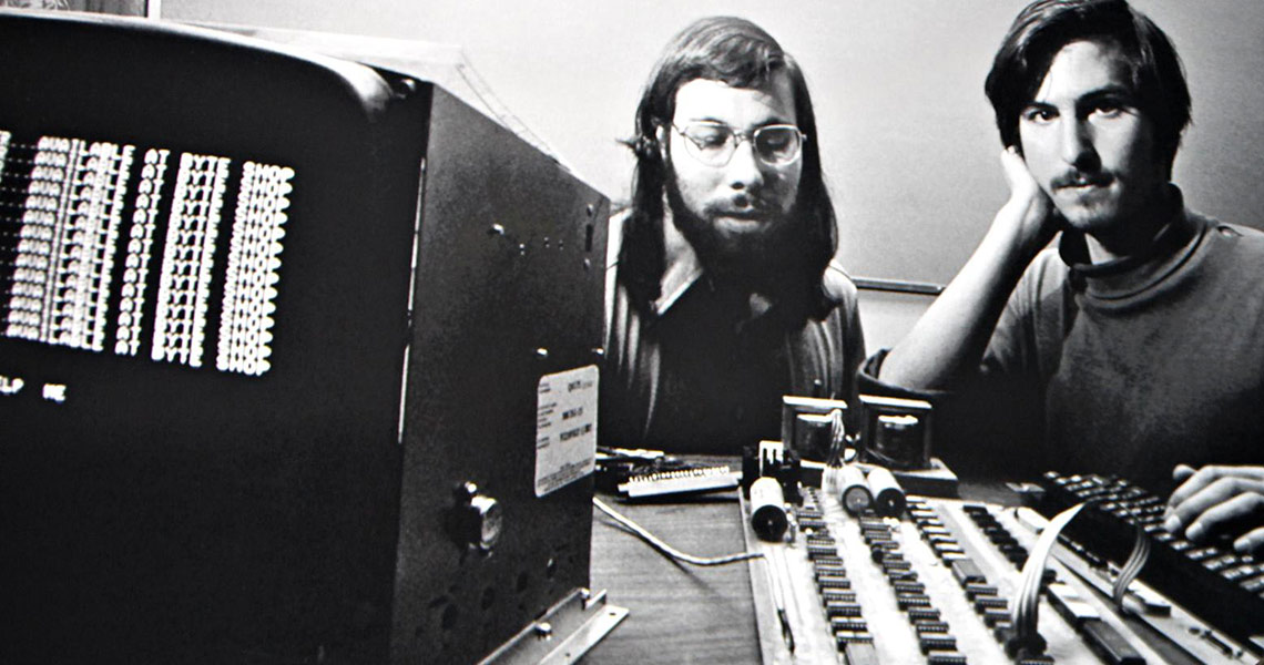 One of the greatest businessmen of all time - Steve Jobs, alongsize Steve Wozniak in the early days of Apple Computers.